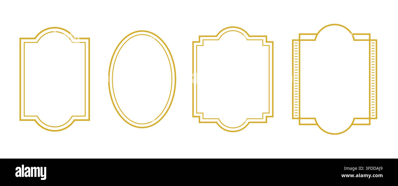 Elegant Gold Vintage Frame and Border Vector Set Stock Vector