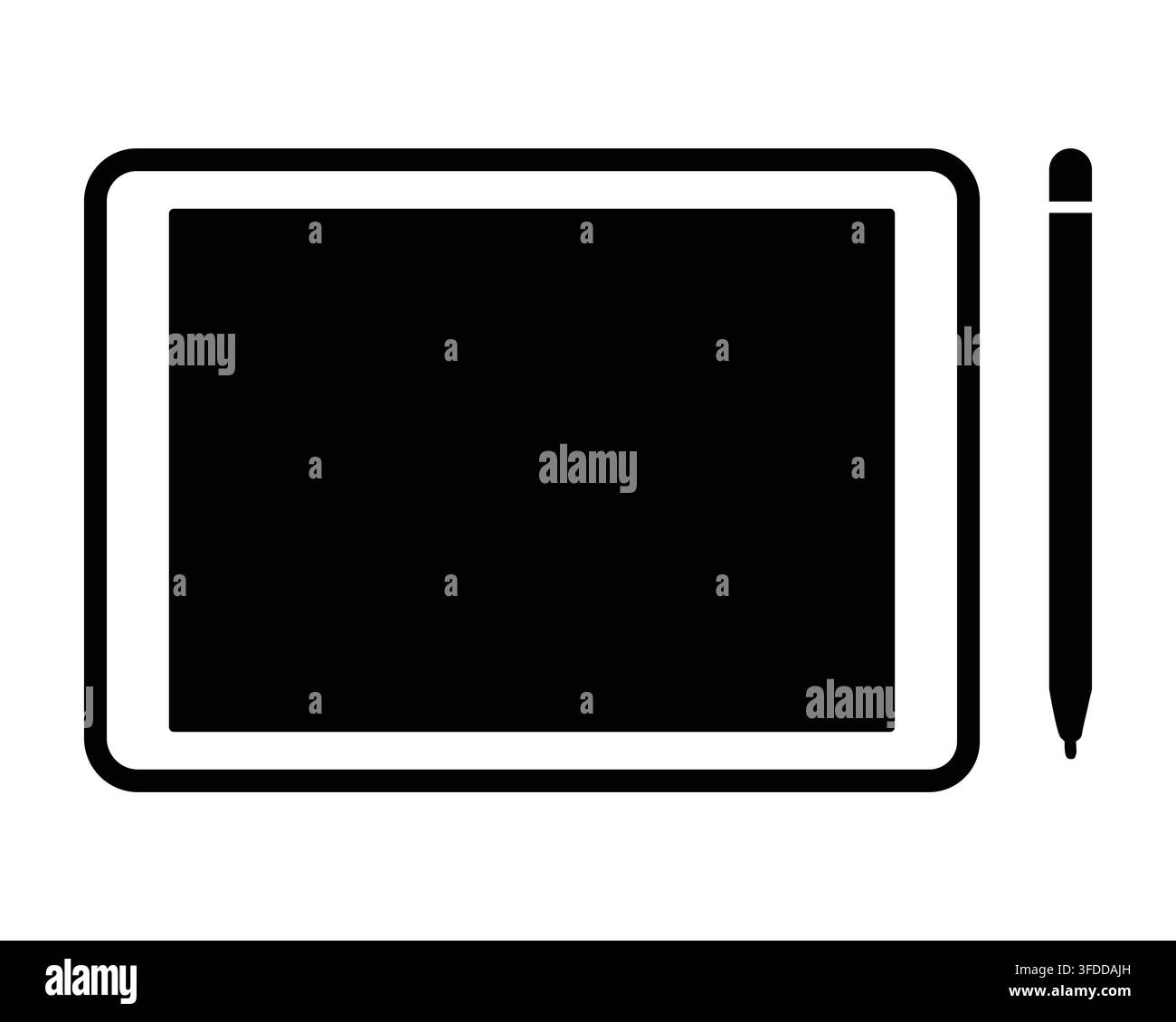 Digital Tablet and Stylus Pen Icon Vector Illustration Stock Vector