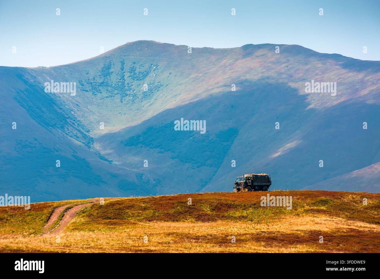 alpine nature of Carpathian mountain range in early autumn. colorful slopes of Ukrainian highland landscape Stock Photo