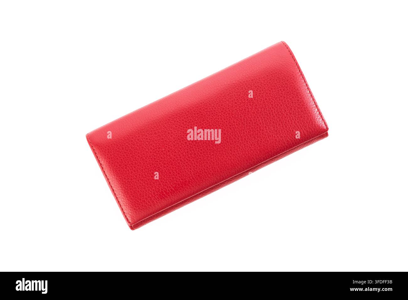 Red leather women wallet clutch isolated on white background Stock Photo