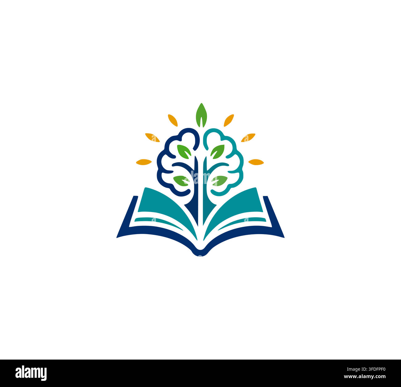 Brain Tree Book Education Academy Knowledge Creative Learning Student Logo Stock Vector