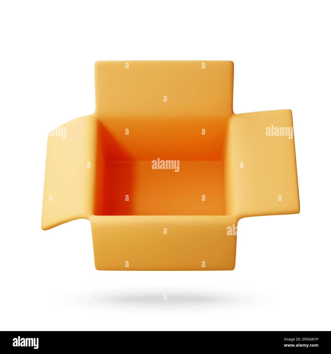 3D Open empty cardboard box with flaps Stock Vector