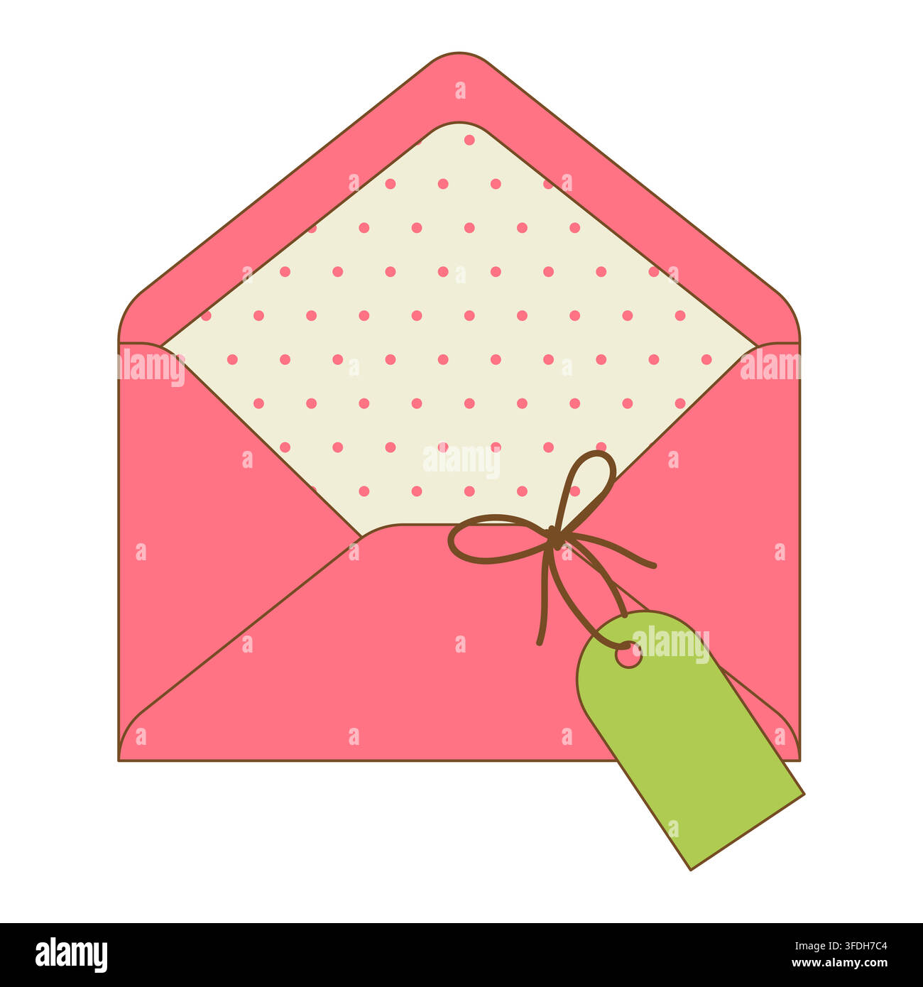 Letter in opened envelope. Romantic message with decor. Stock Vector