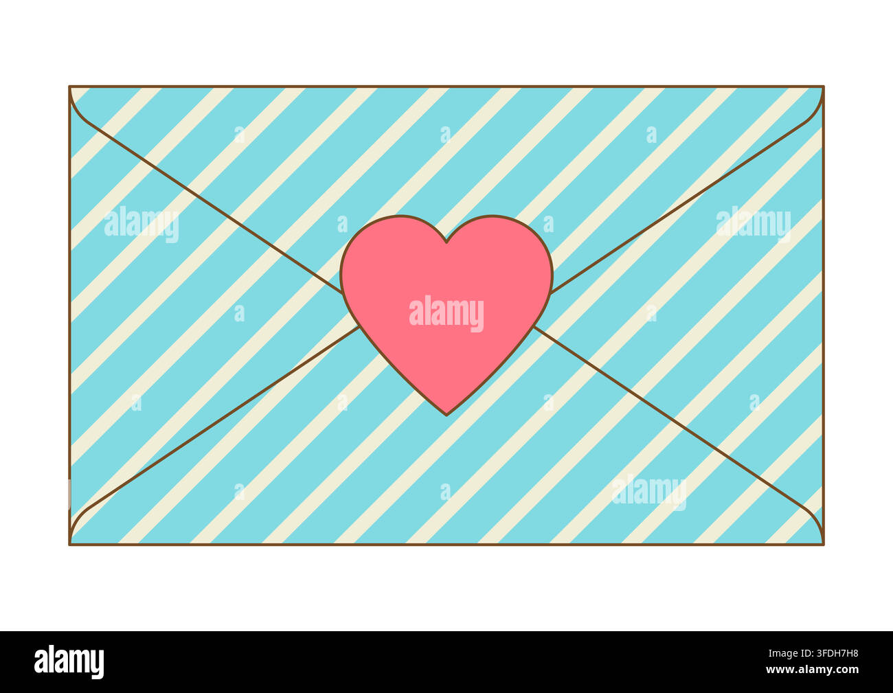 Letter in romantic envelope. Romantic message with decor. Stock Vector