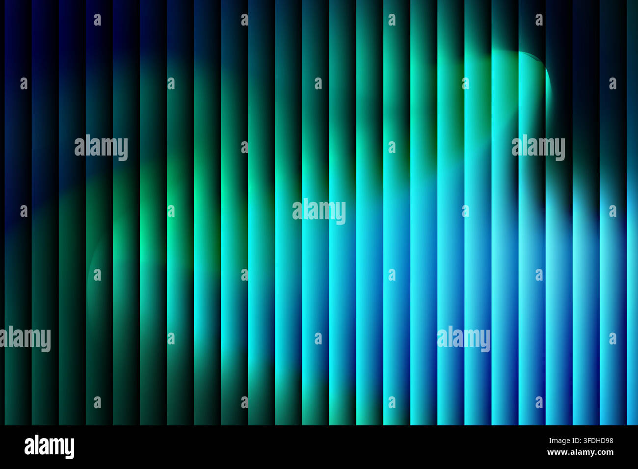 Abstract background featuring vertical stripes with a glowing blue and green light effect, creating a modern and dynamic visual pattern. Stock Vector