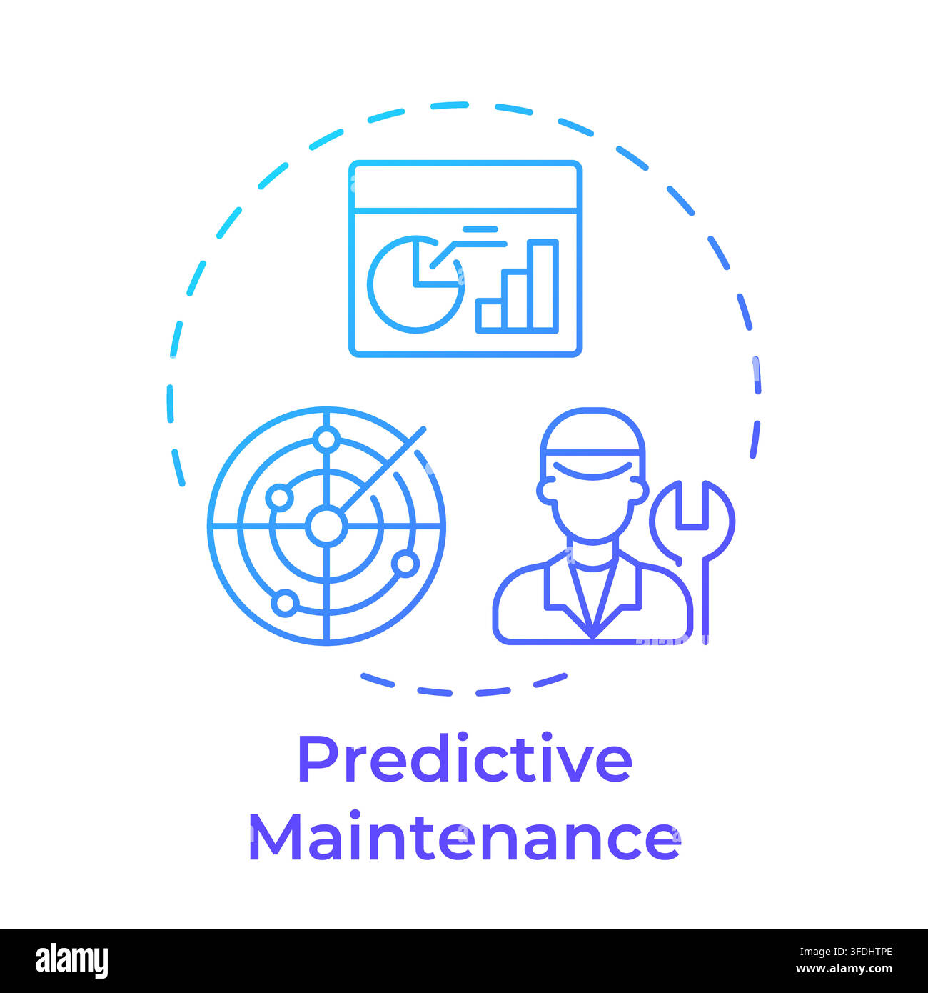 Predictive maintenance blue gradient concept icon Stock Vector