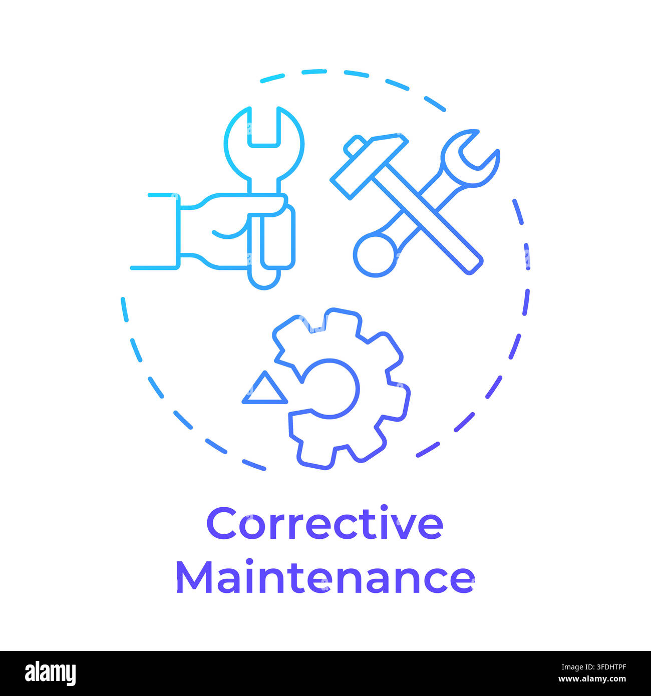 Corrective maintenance blue gradient concept icon Stock Vector