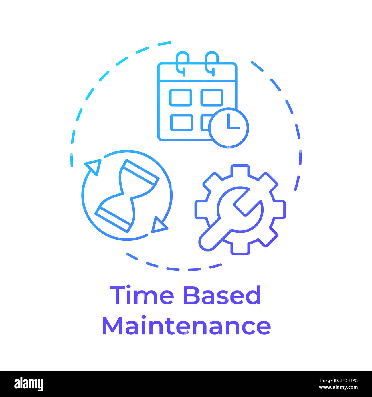 Time based maintenance blue gradient concept icon Stock Vector