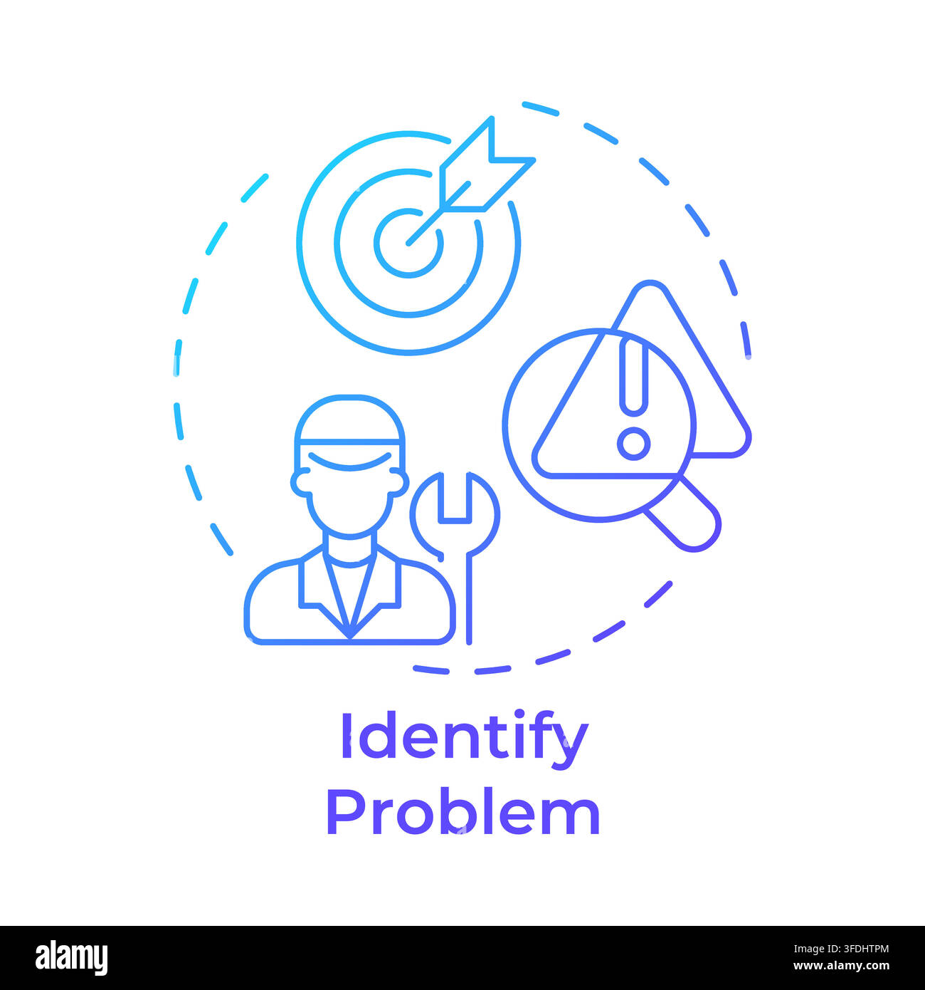 Identify problem blue gradient concept icon Stock Vector