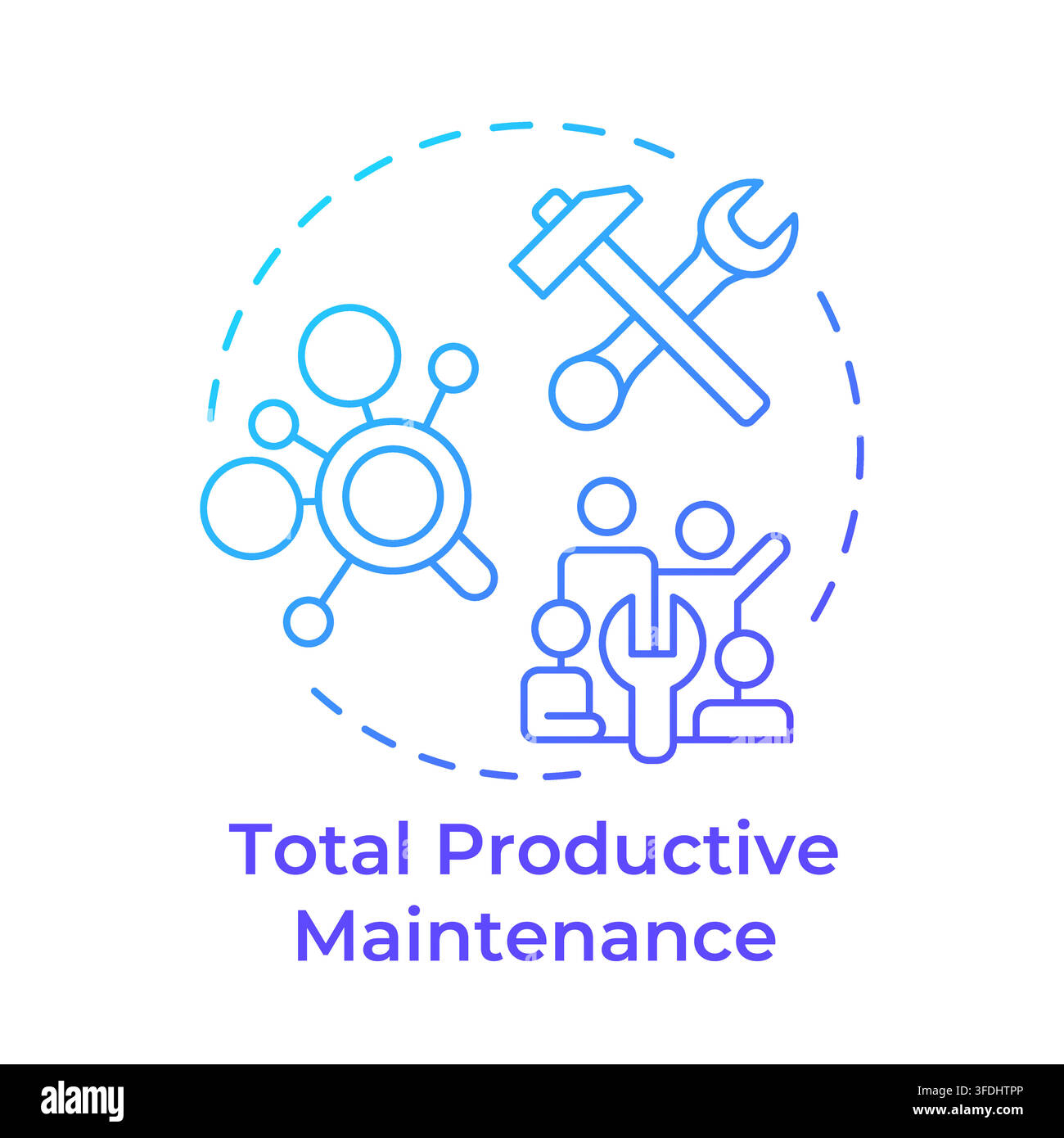 Total productive maintenance blue gradient concept icon Stock Vector