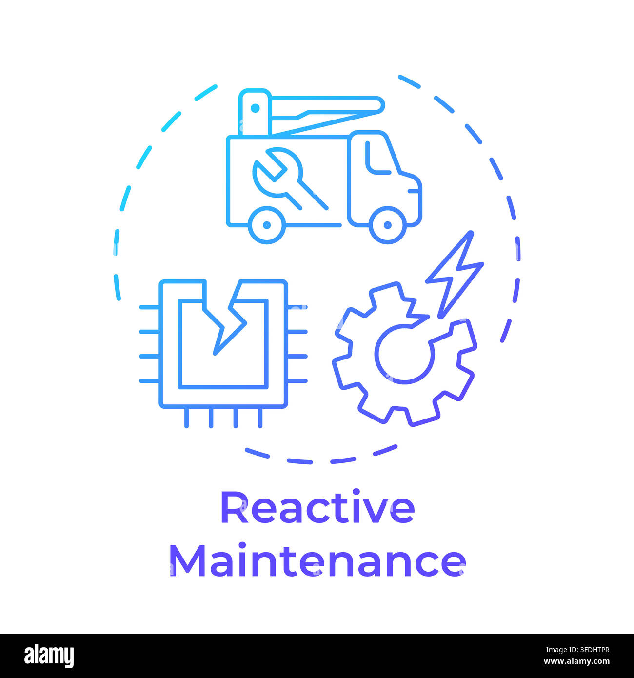 Reactive maintenance blue gradient concept icon Stock Vector