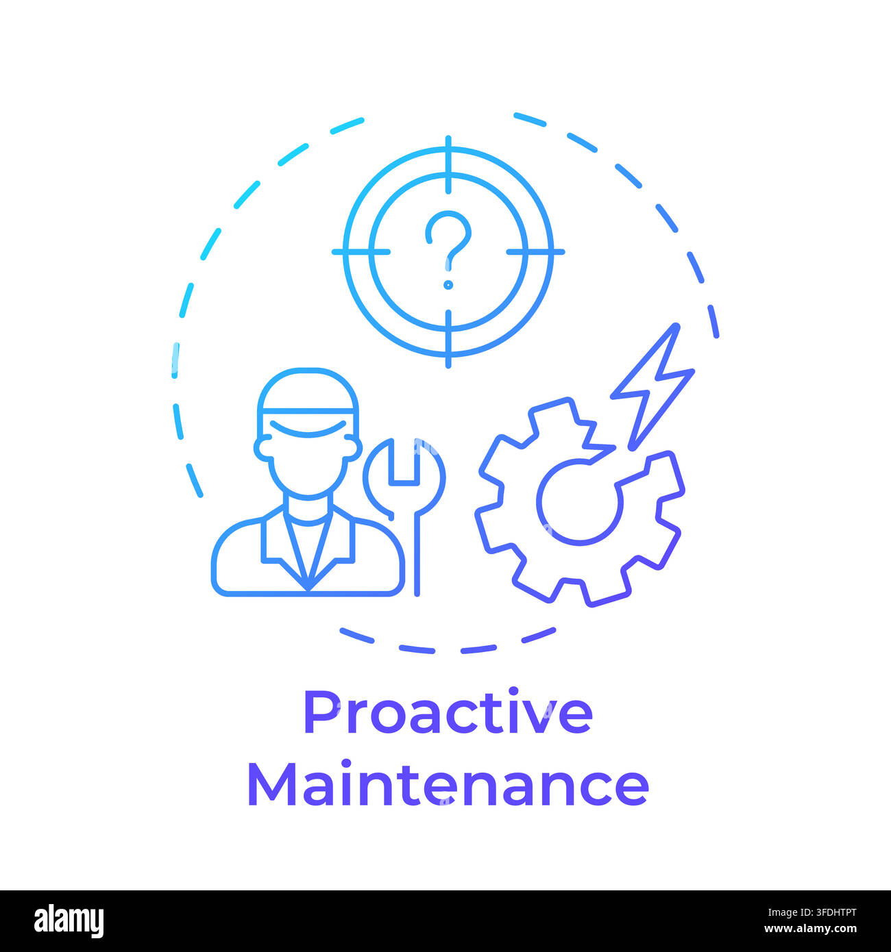 Proactive maintenance blue gradient concept icon Stock Vector
