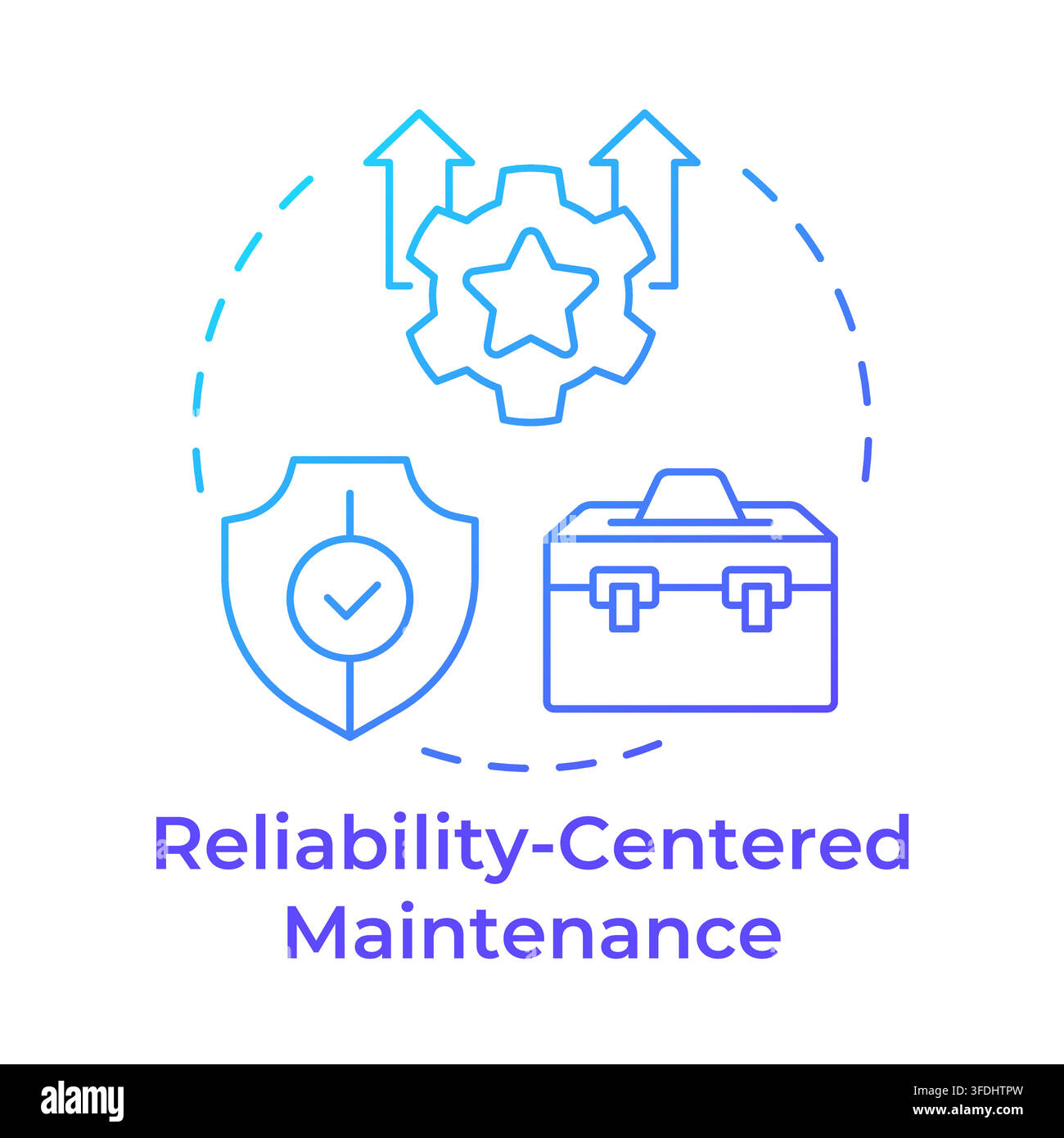 Reliability centered maintenance blue gradient concept icon Stock Vector