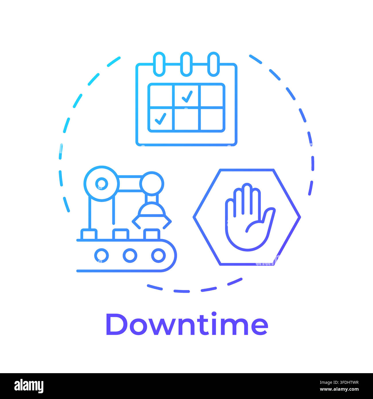 Downtime blue gradient concept icon Stock Vector