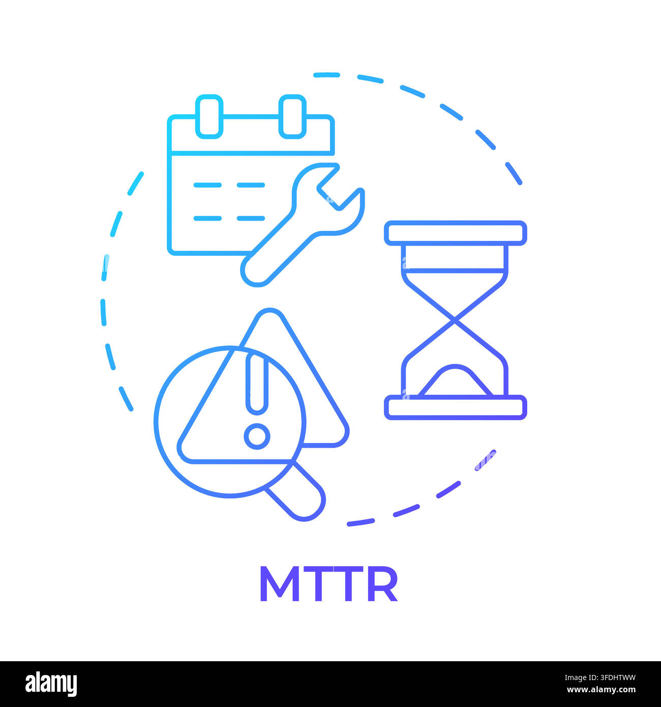 MTTR blue gradient concept icon Stock Vector