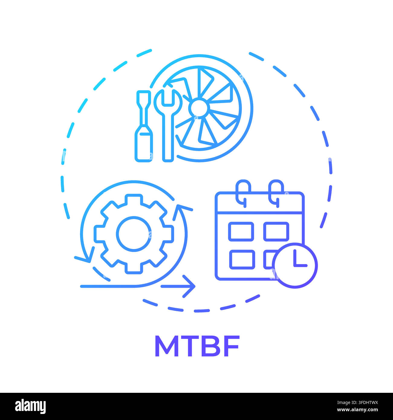 MTBF blue gradient concept icon Stock Vector