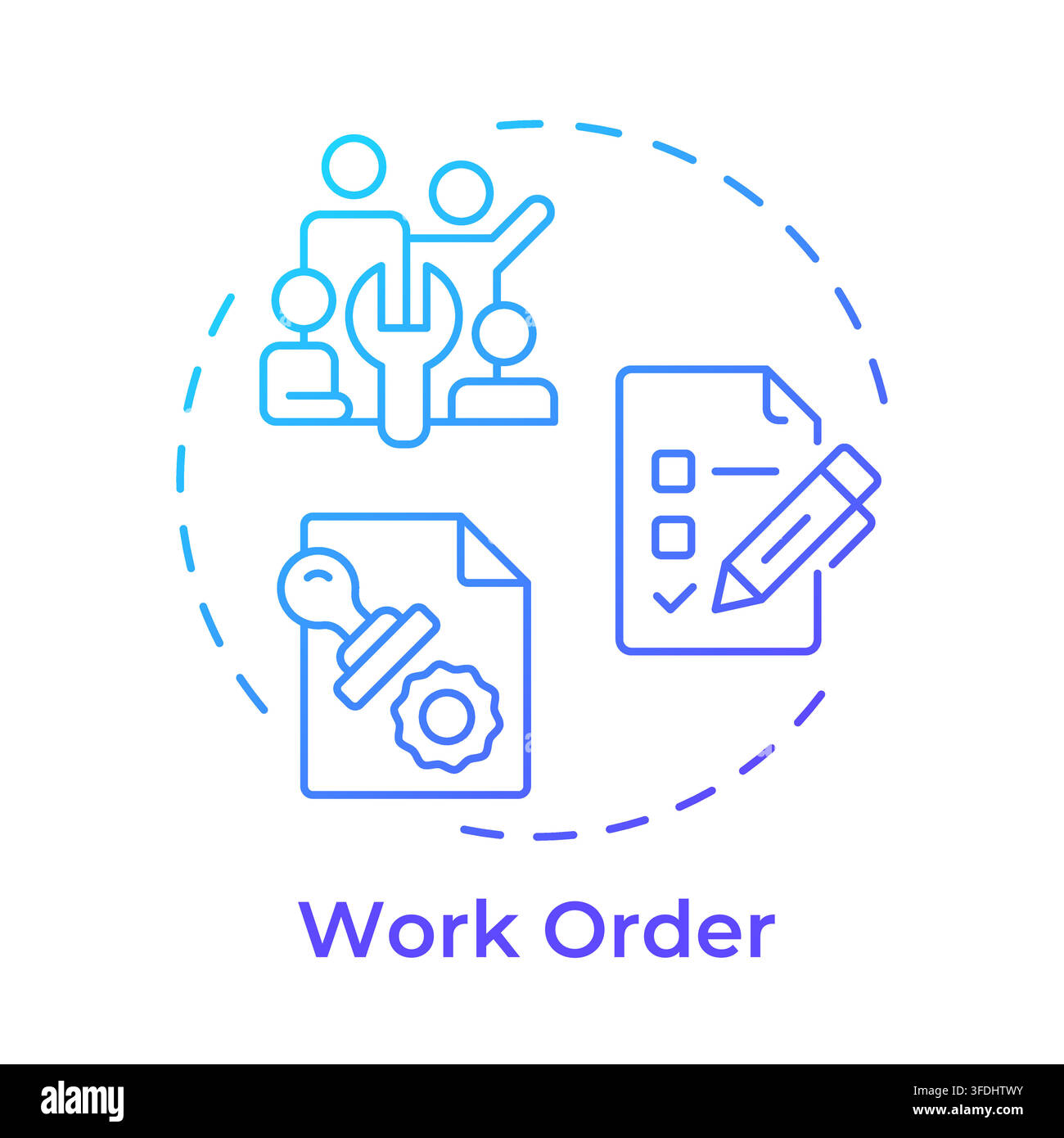 Work order blue gradient concept icon Stock Vector