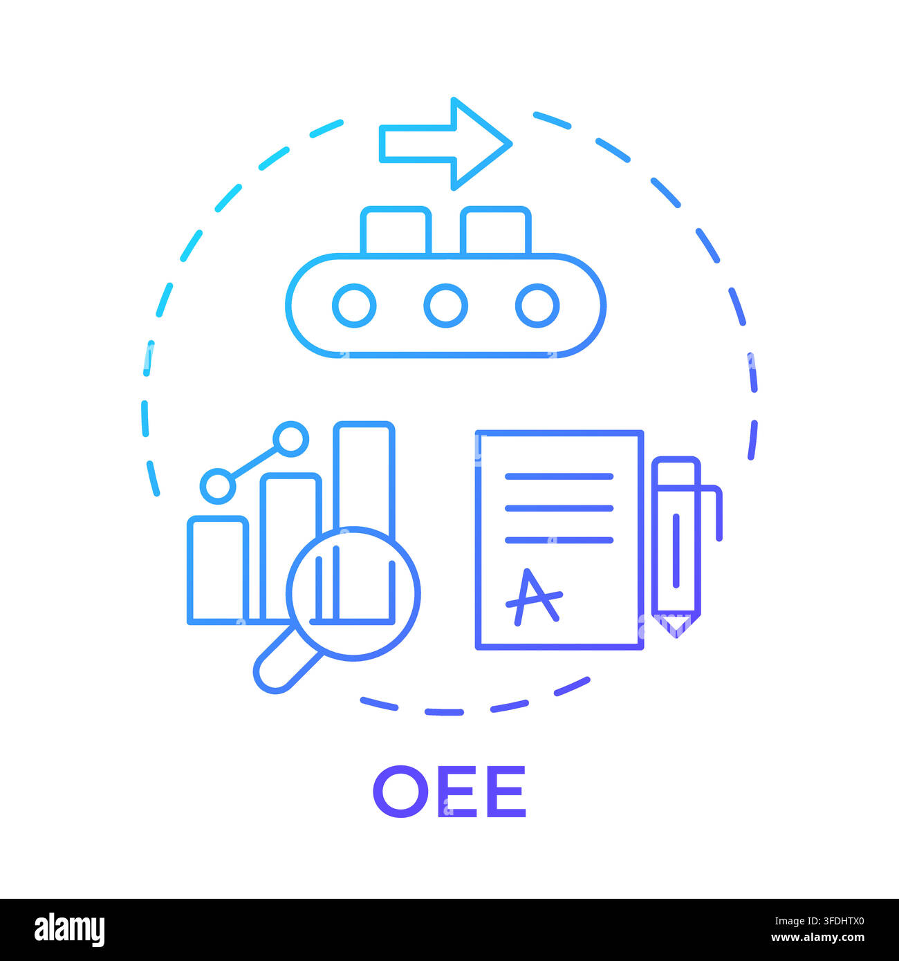OEE blue gradient concept icon Stock Vector