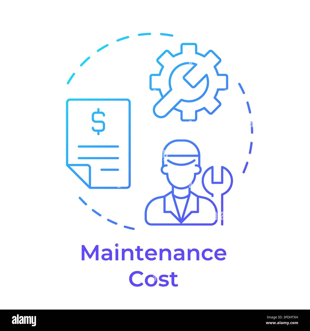 Maintenance cost blue gradient concept icon Stock Vector