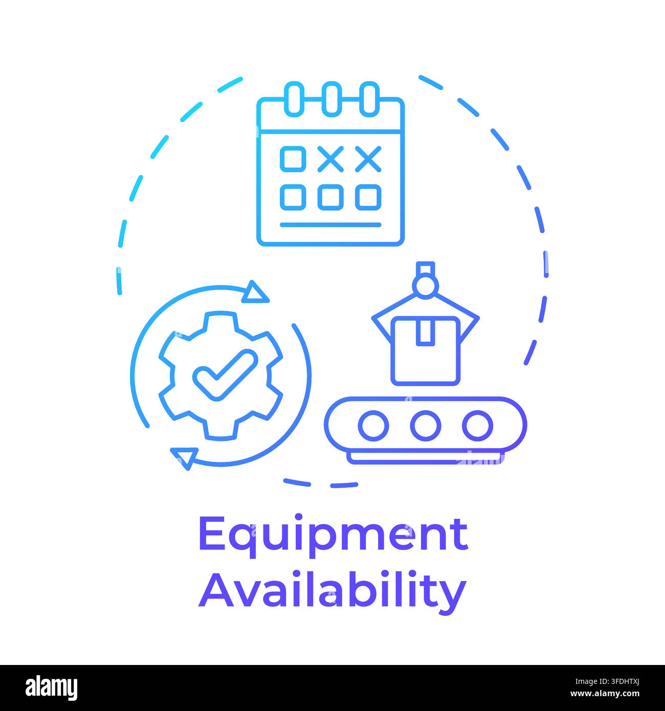 Equipment availability blue gradient concept icon Stock Vector
