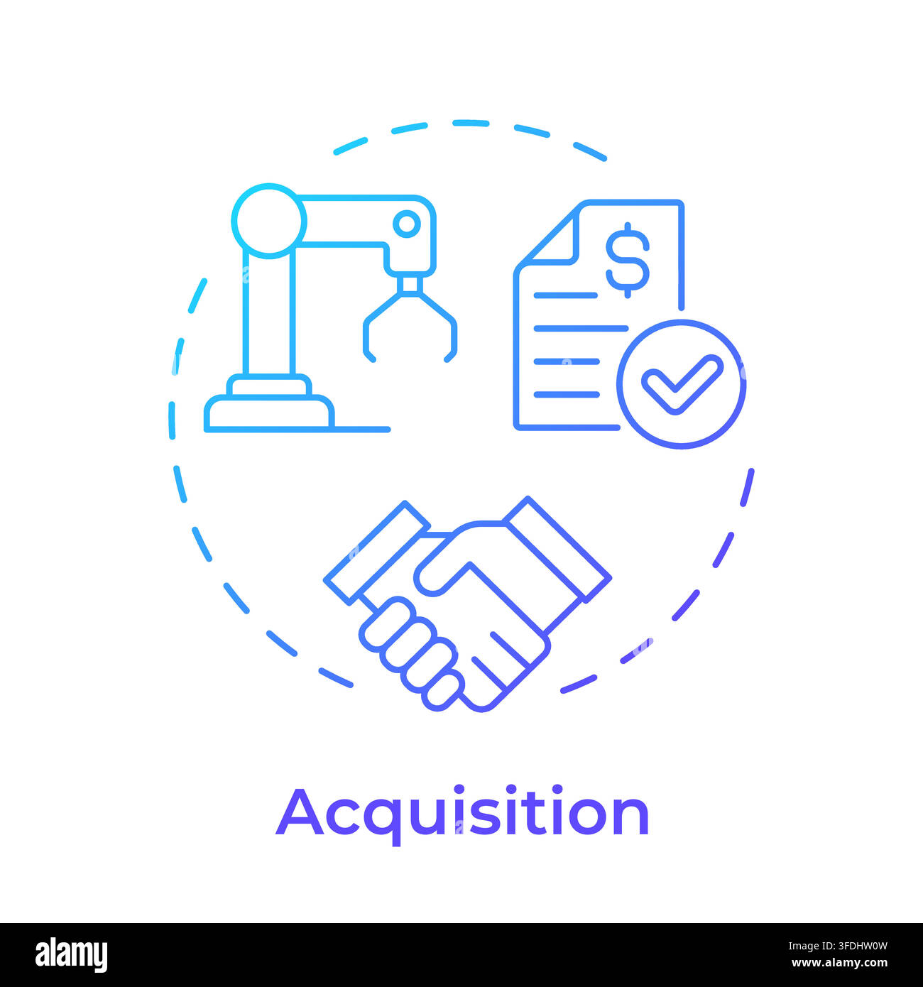Acquisition blue gradient concept icon Stock Vector