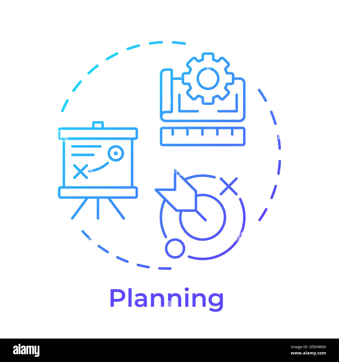 Planning blue gradient concept icon Stock Vector