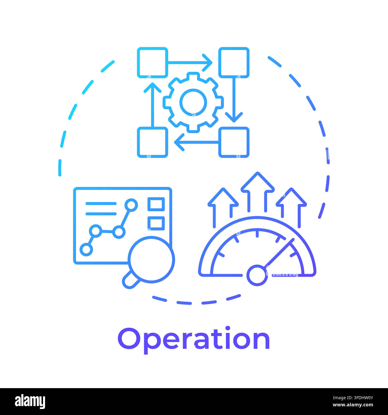 Operation blue gradient concept icon Stock Vector