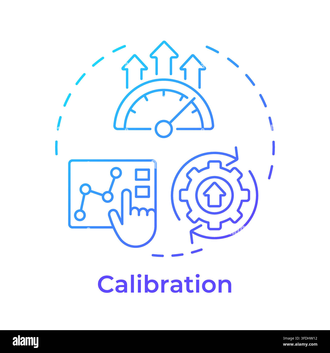 Calibration blue gradient concept icon Stock Vector