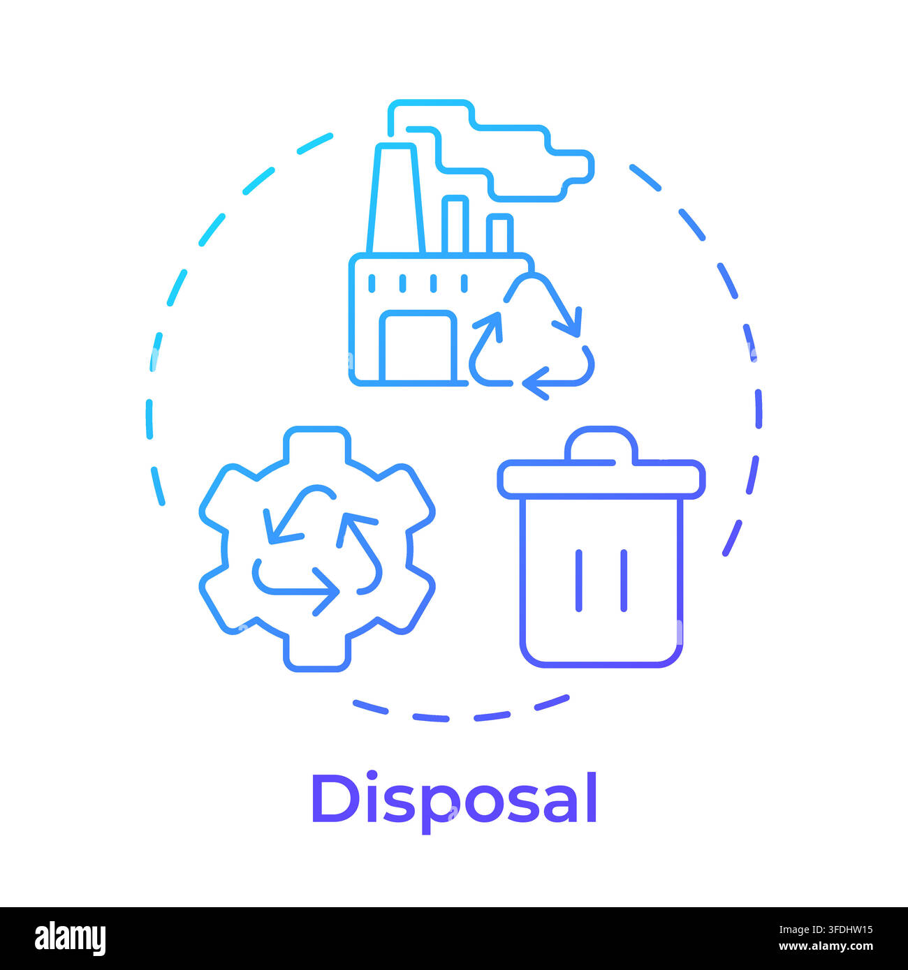 Disposal blue gradient concept icon Stock Vector