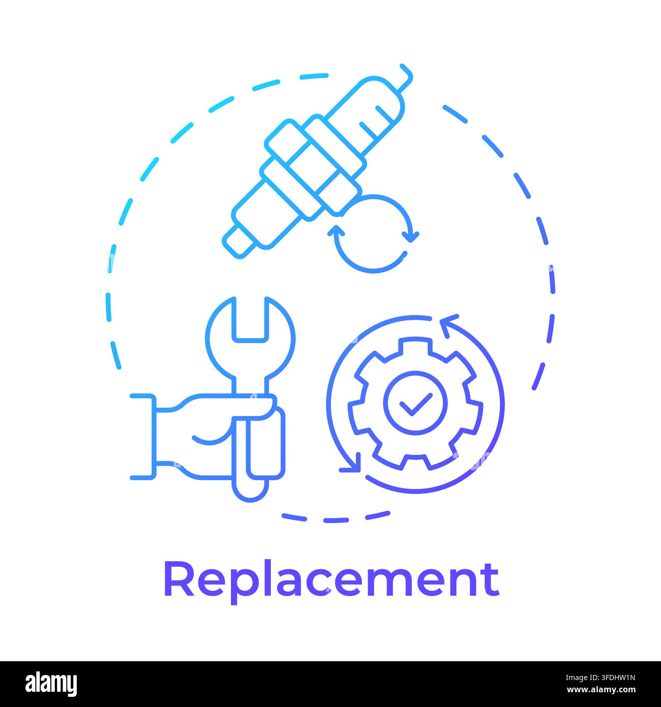 Replacement blue gradient concept icon Stock Vector