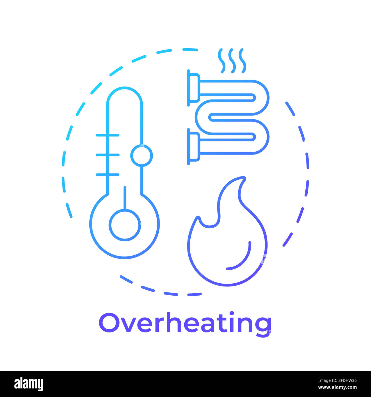 Overheating blue gradient concept icon Stock Vector