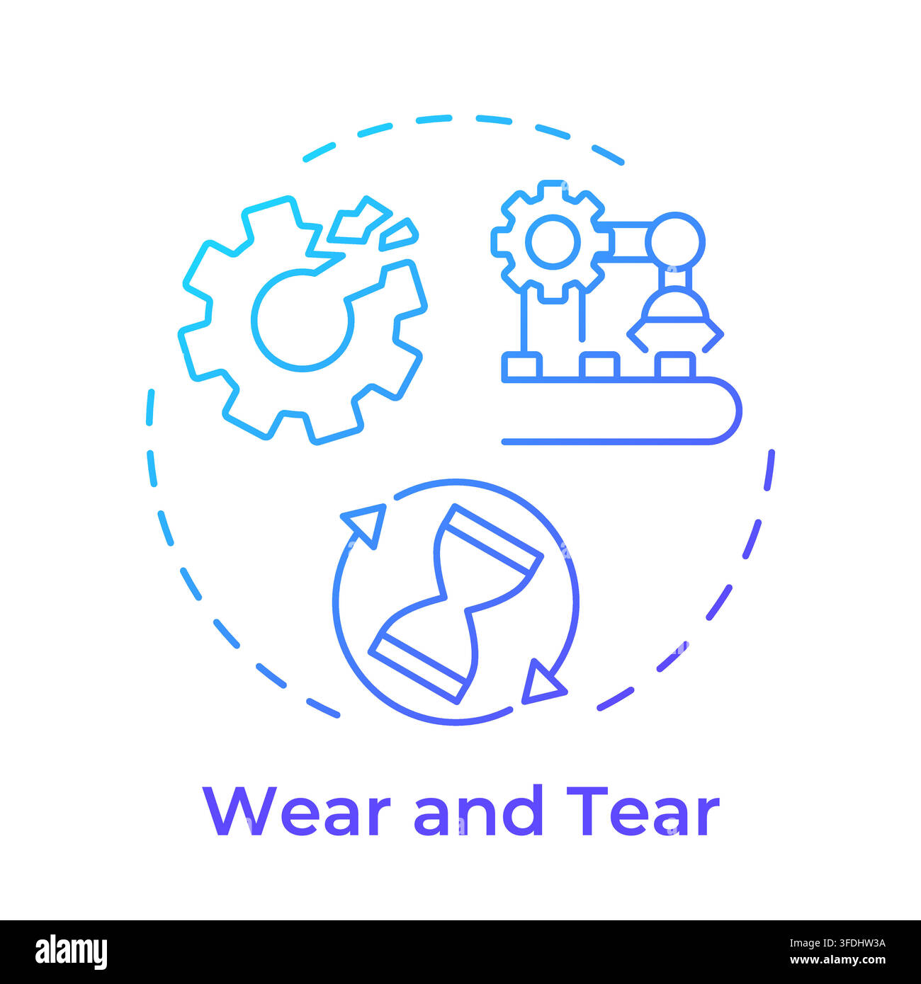 Wear and tear blue gradient concept icon Stock Vector