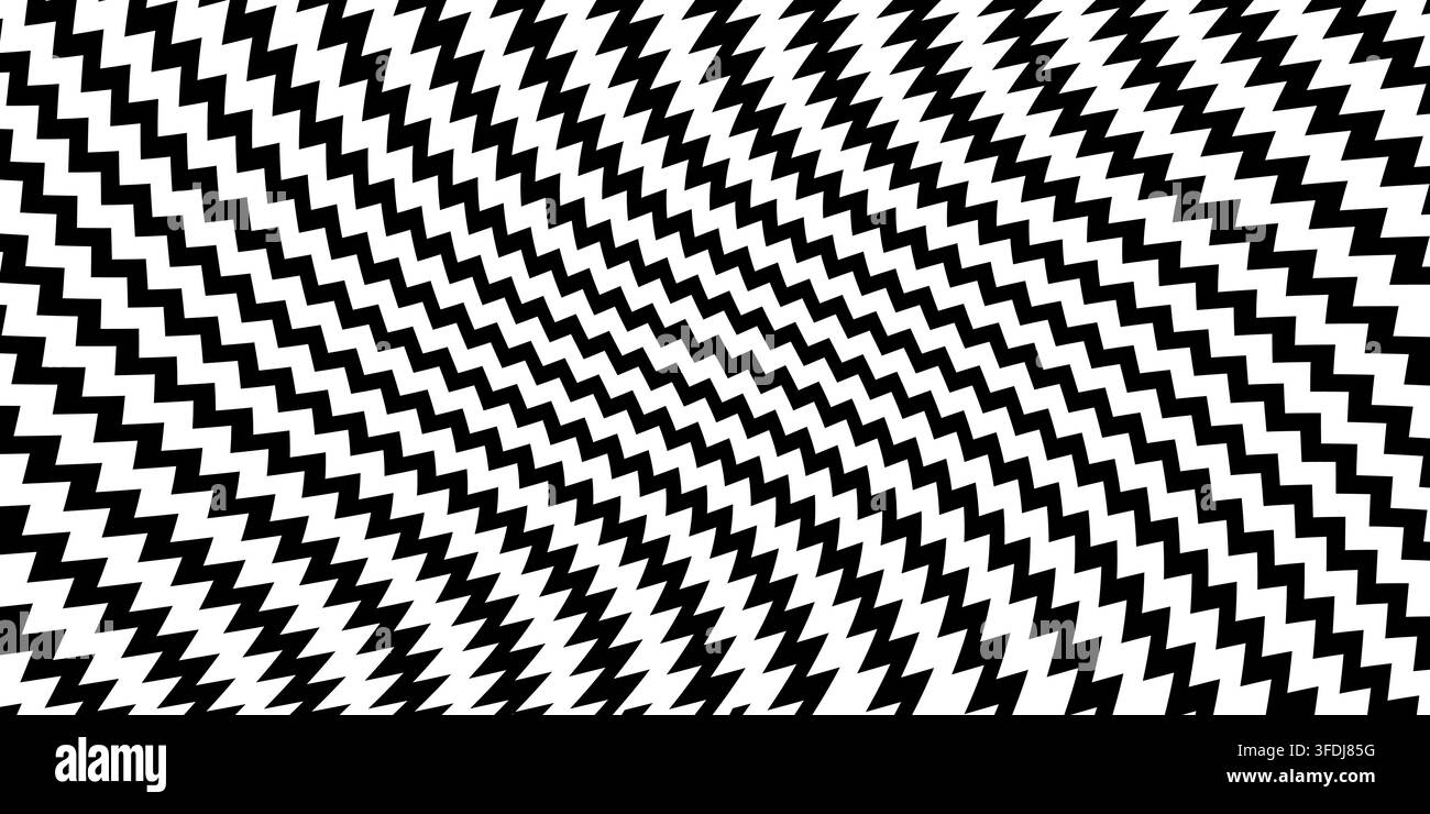 Optical pattern with abstract twisted chevron shapes. Stock Vector