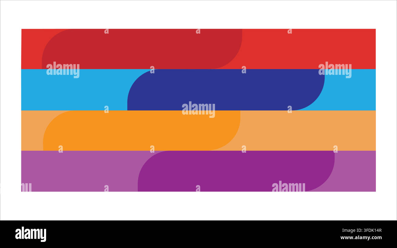 colorful abstract geometric background with rounded rectangular shapes Stock Vector