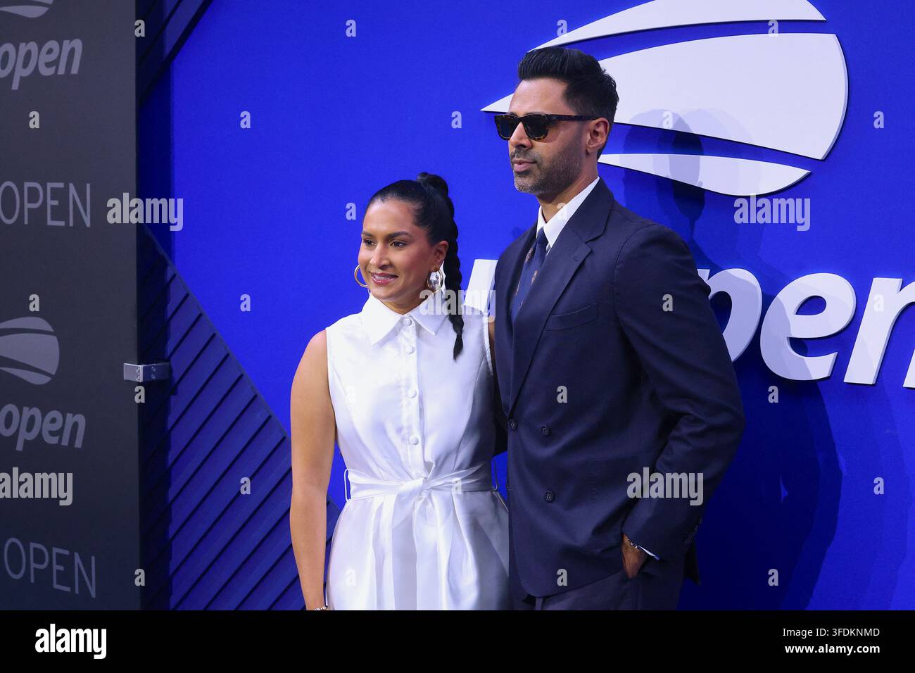 Hasan Minhaj with his wife arrive at the night session on day 2 at the ...