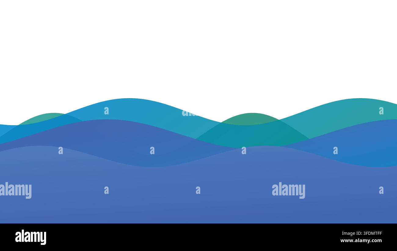 Abstract Blue Wave Background with Layered Flowing Curves Stock Vector