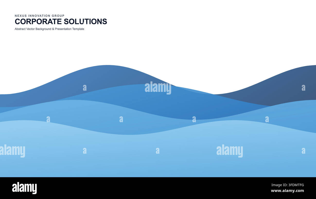 Abstract Blue Wave Background with Layered Flowing Curves Stock Vector