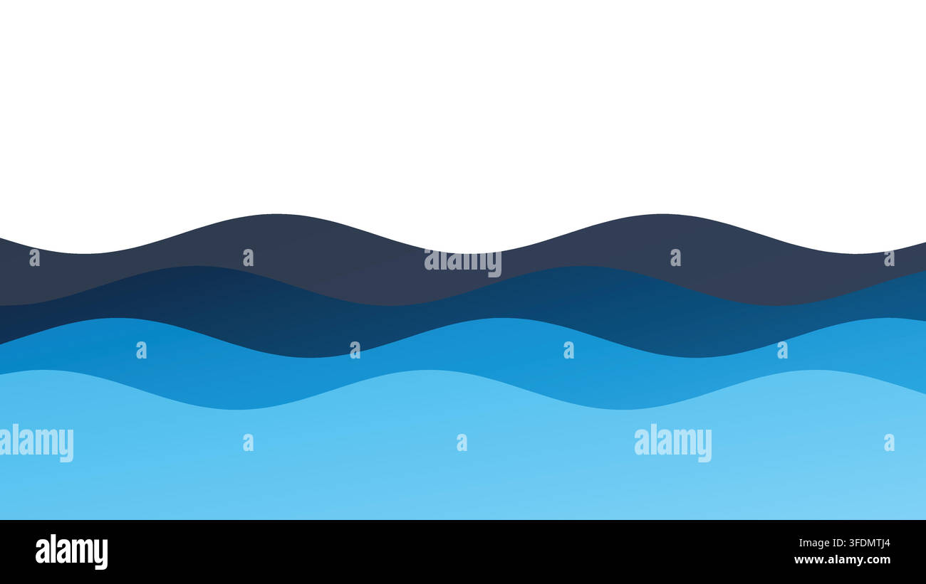 Abstract Blue Wave Background with Layered Flowing Curves Stock Vector