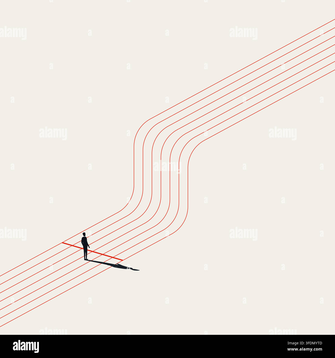 Corporate business competition race track challenge and market obstacle strategy vector concept for success. Stock Vector