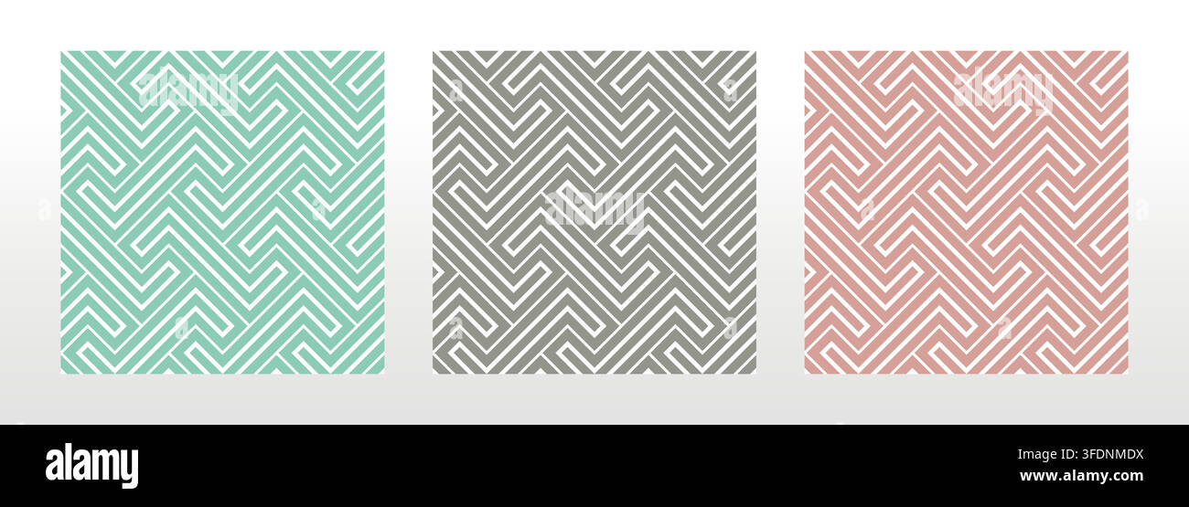 Set of abstract geometric patterns. Seamless vector backgrounds. Colored ornaments Graphic modern patterns Simple lattice graphic design Stock Vector