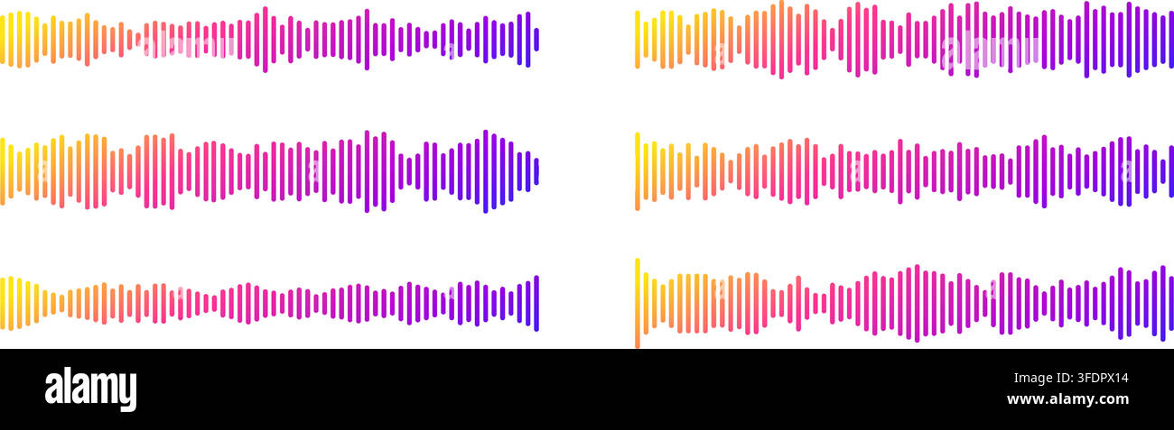 Podcast gradient icon with soundwave frequency lines and audio equalizer pattern. Stock Vector