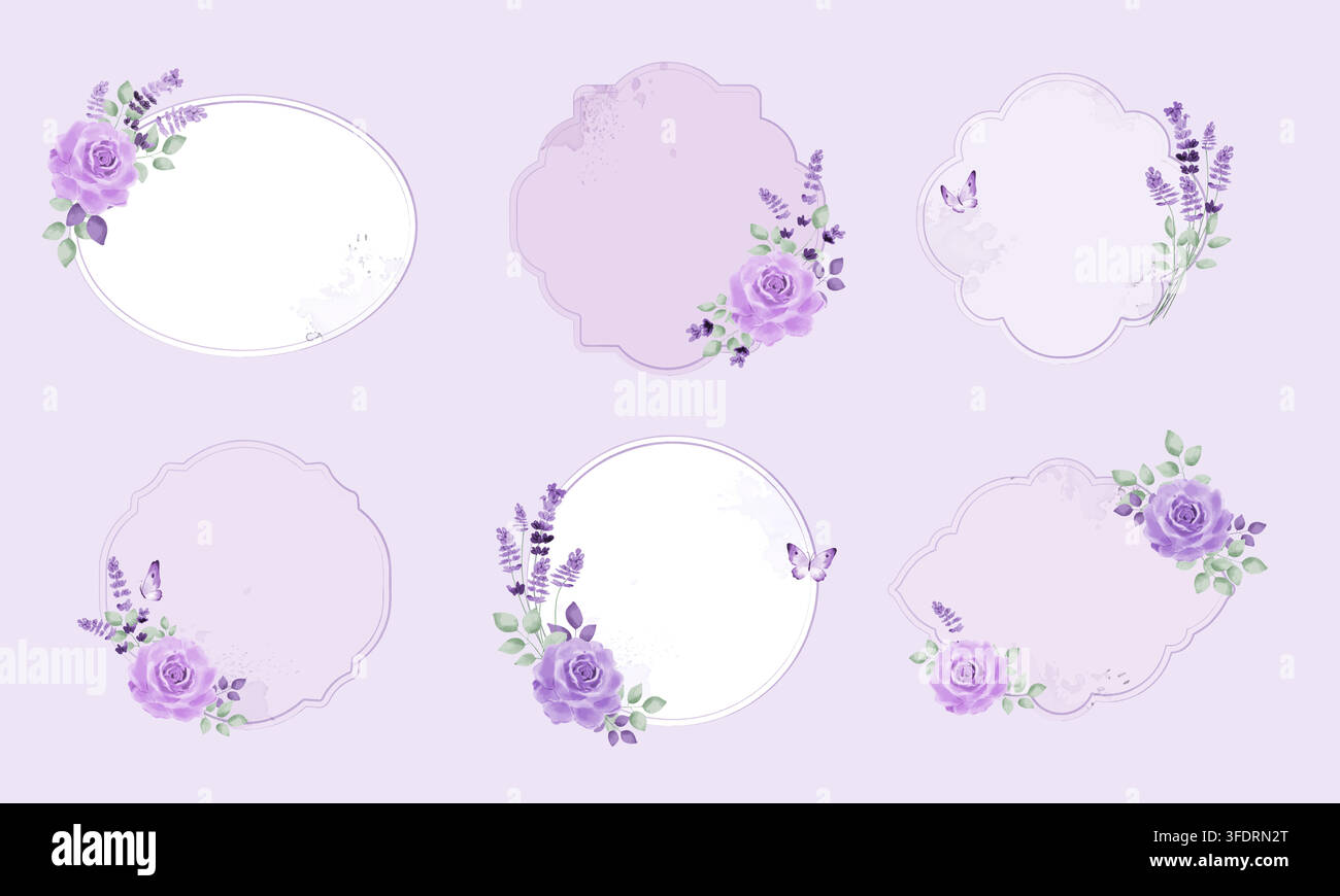 Watercolor Floral Frame Set Stock Vector