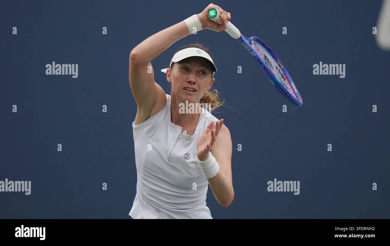 Cristina Bucsa, of Spain, swings during the first round of the U.S ...
