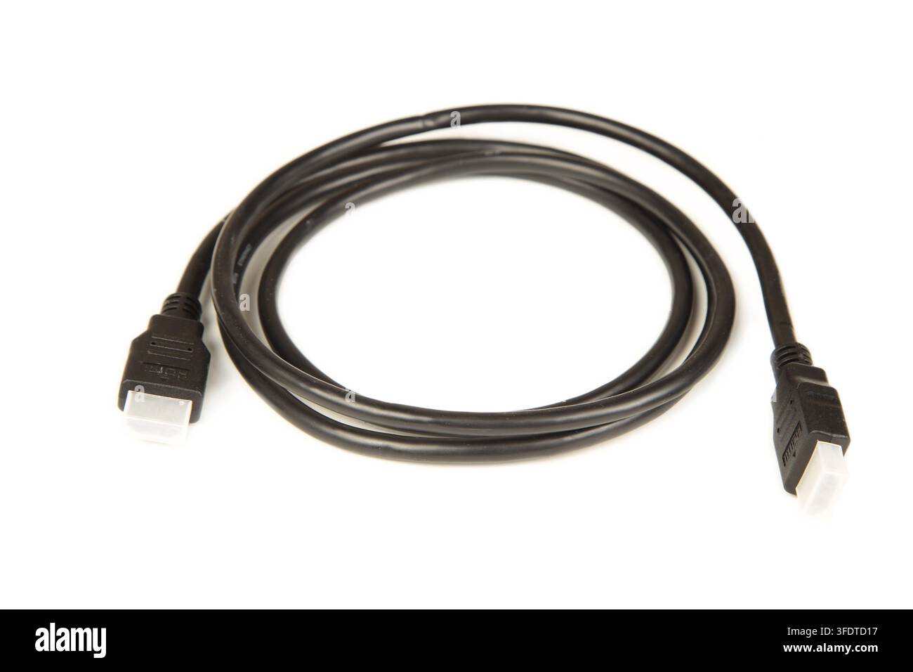 Black cable with USB connections Stock Photo