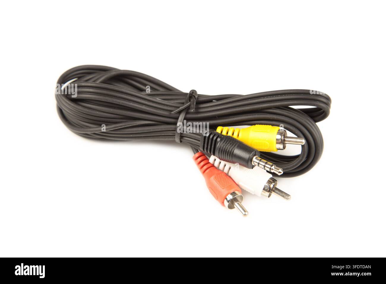 Video Audio connector (3RCA AV cable) on white background Stock Photo
