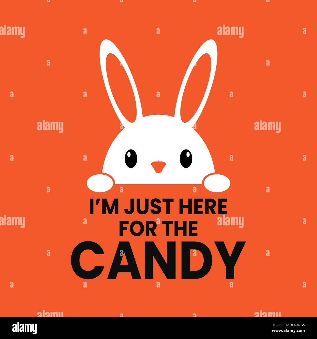 Cute Peeking Easter Bunny with Funny Candy Quote Vector Illustration Stock Vector