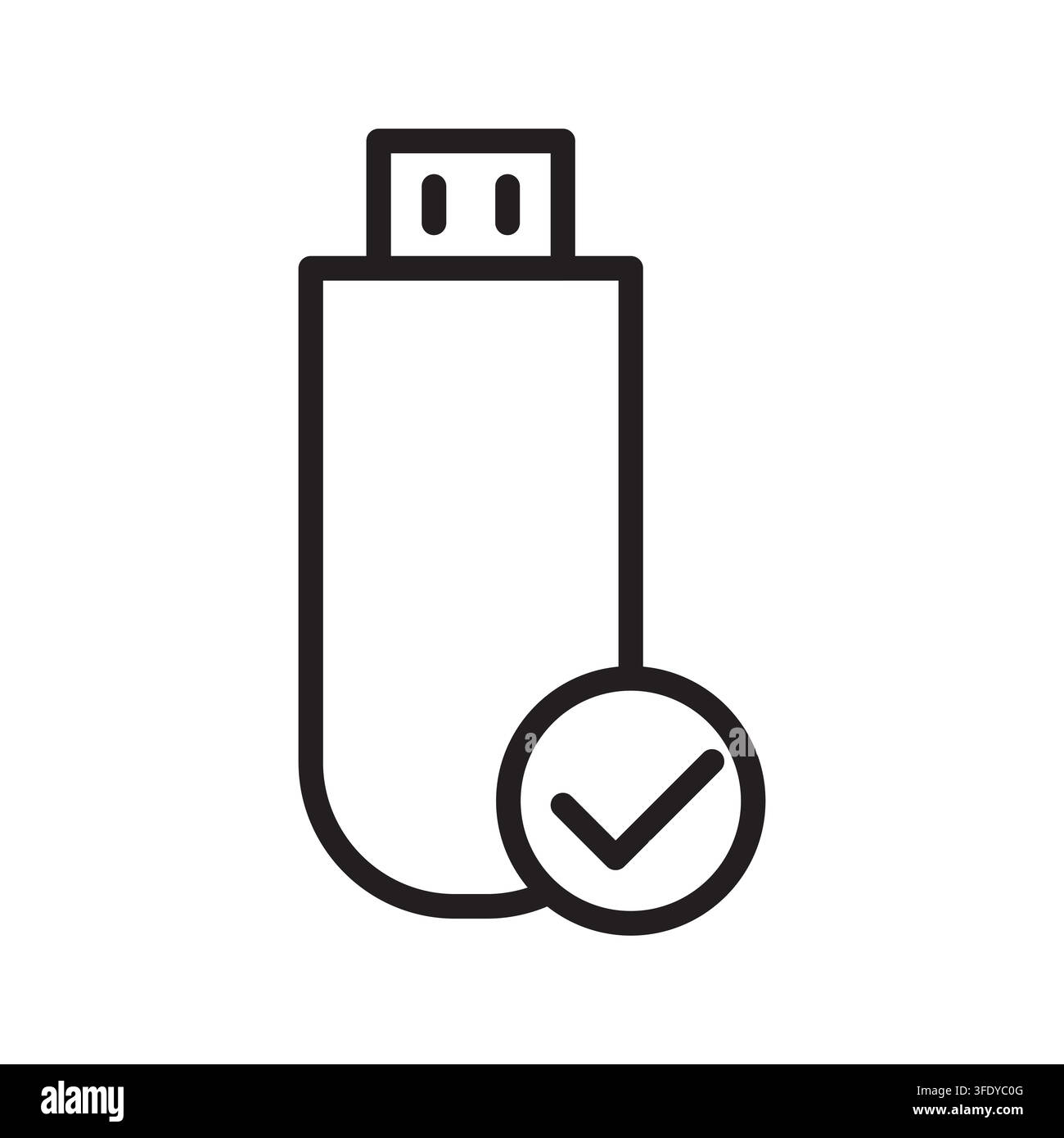 Usb flash drive with checkmark memory stick icon vector graphic. eps 10. Stock Vector