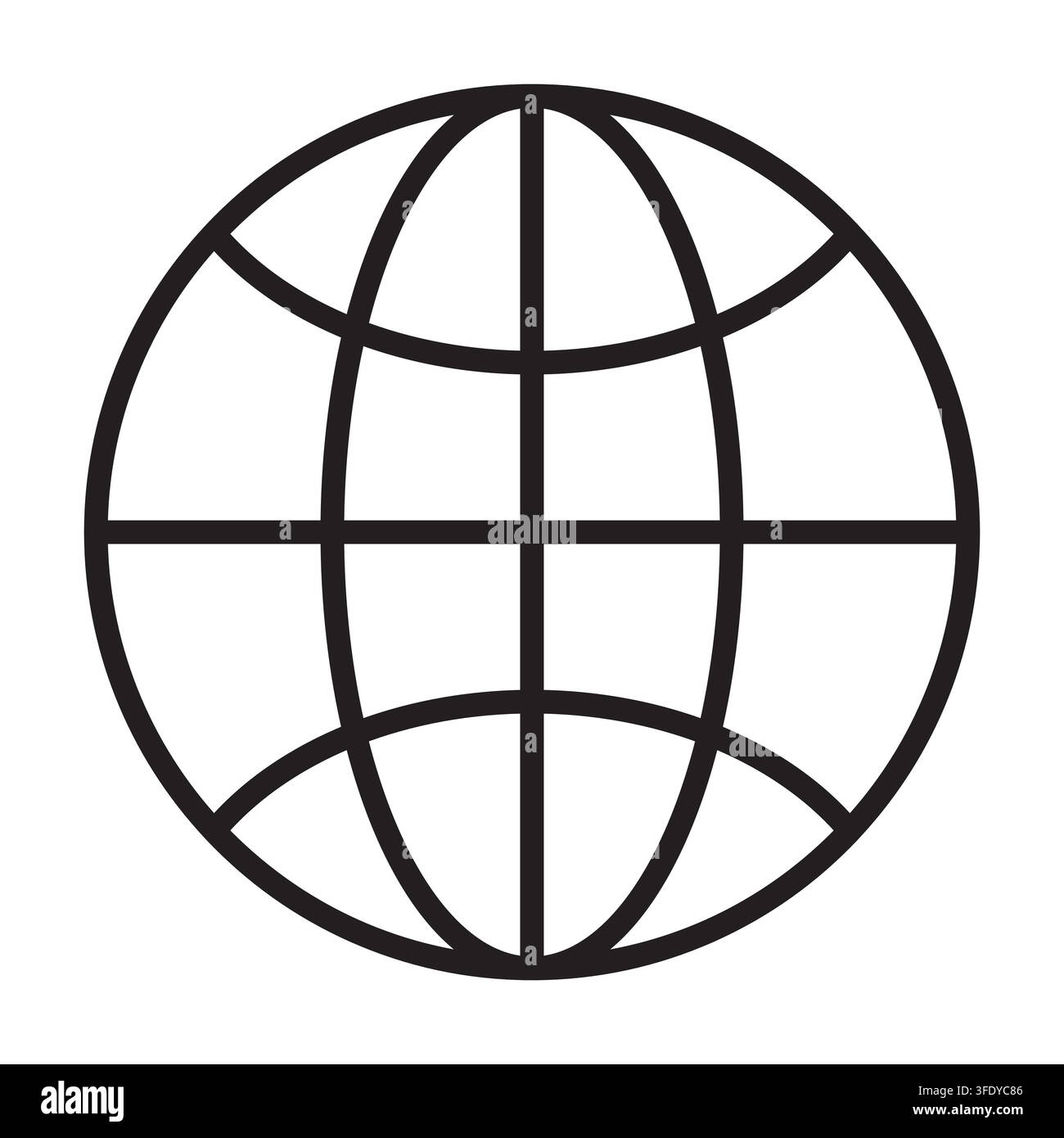 Globe grid earth world map minimal line icon vector graphic. eps 10. Stock Vector