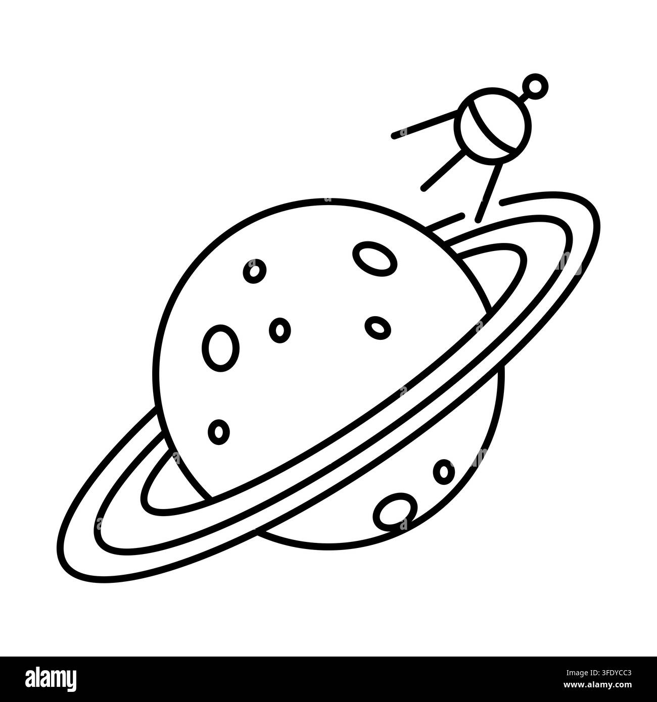 Satellite orbiting around saturn planet space vector graphic. eps 10. Stock Vector