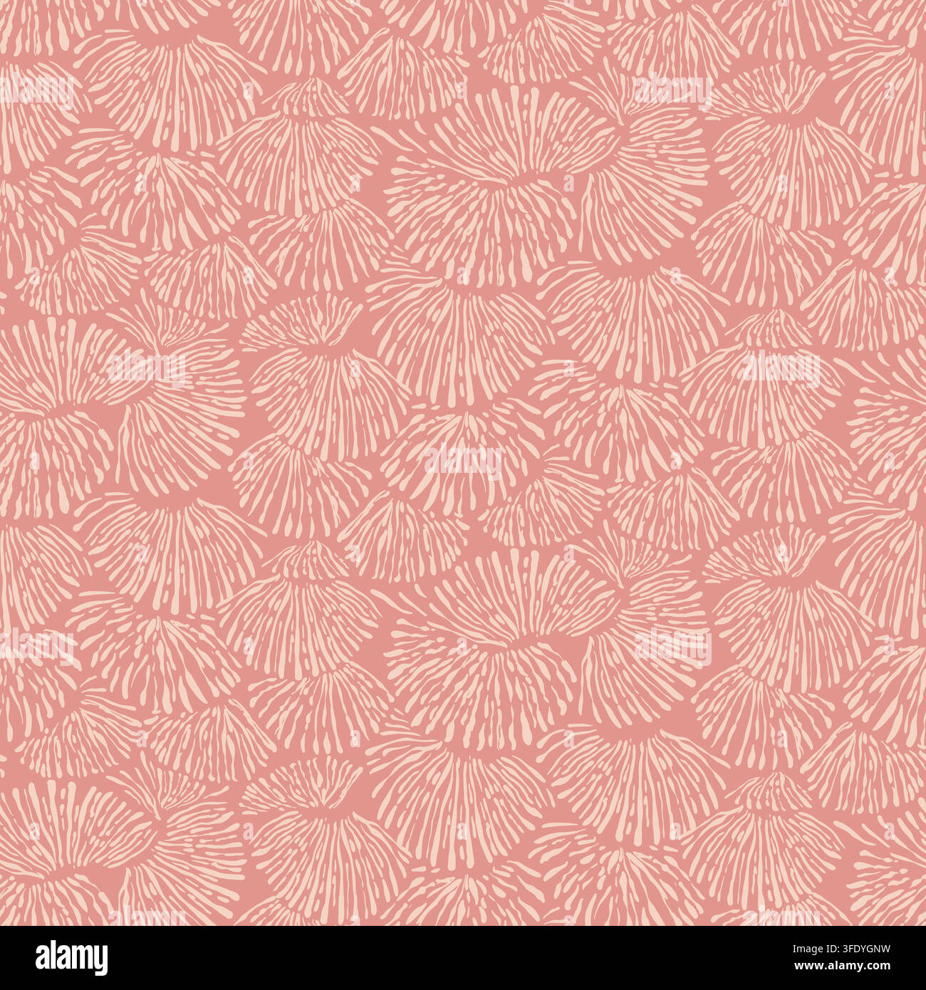Coral floral seamless pattern soft pink background Stock Vector